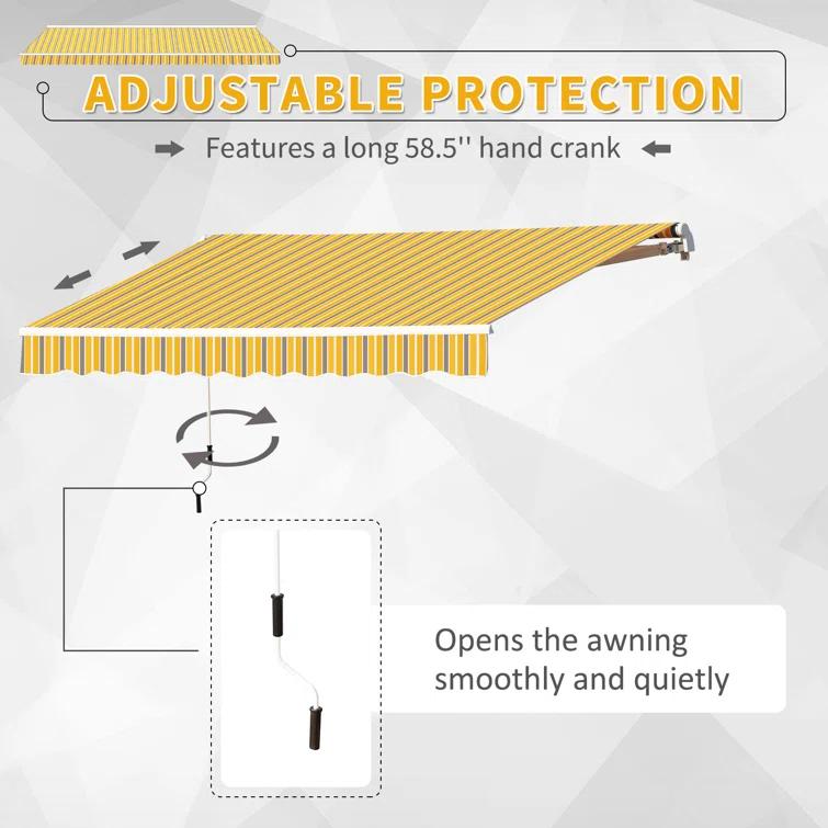 Outsunny 2'' Polyester Beige Cover Retractable Patio Awning