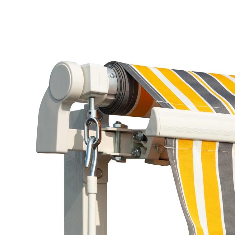 Outsunny 2'' Polyester Beige Cover Retractable Patio Awning