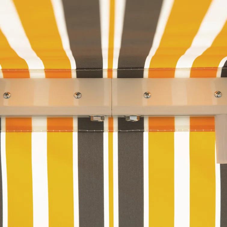 Outsunny 2'' Polyester Beige Cover Retractable Patio Awning