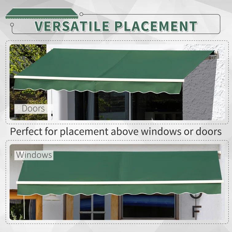 Outsunny 2'' Polyester Beige Cover Retractable Patio Awning