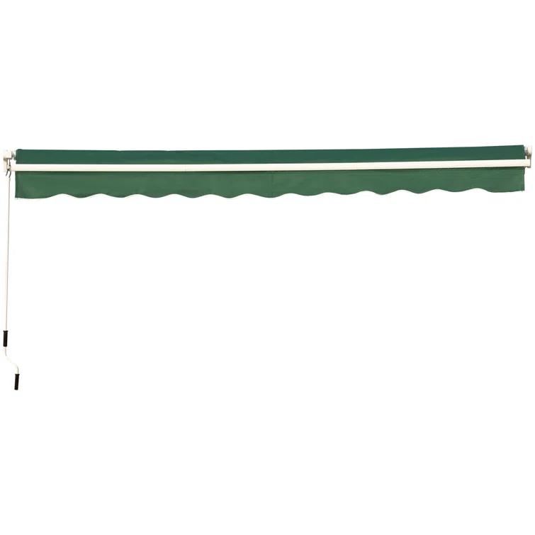 Outsunny 2'' Polyester Beige Cover Retractable Patio Awning