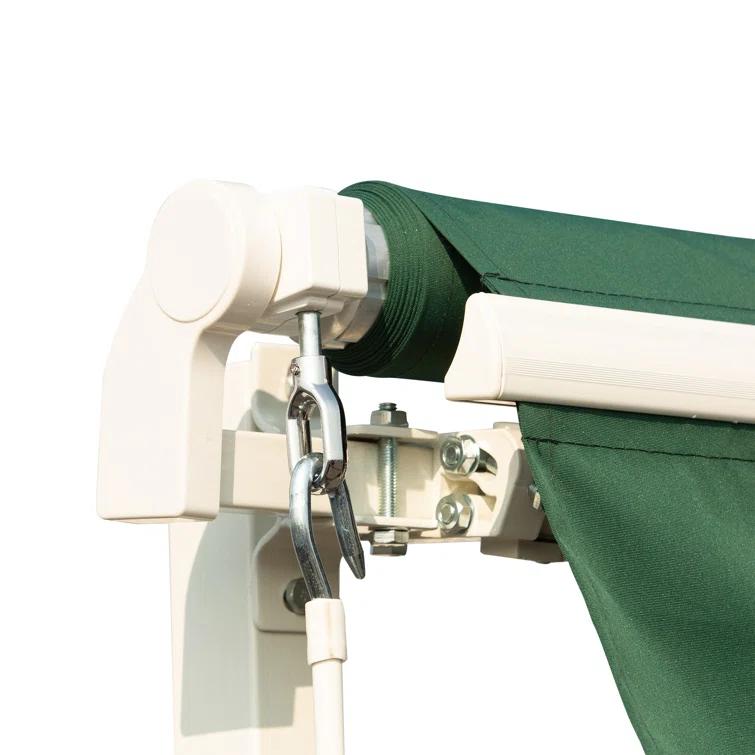 Outsunny 2'' Polyester Beige Cover Retractable Patio Awning