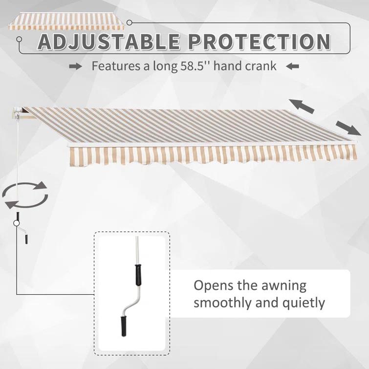 Outsunny 2'' Polyester Beige Cover Retractable Patio Awning