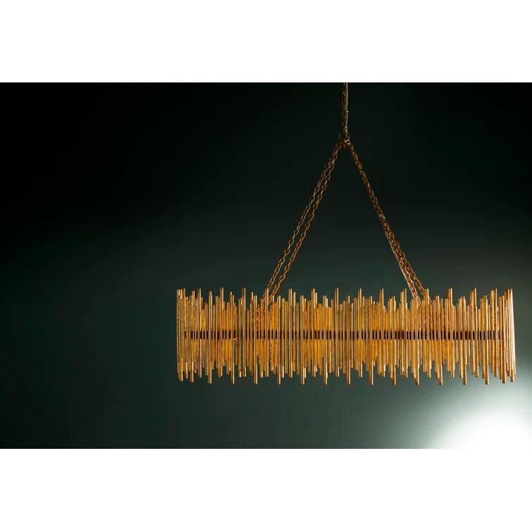 Prescott Gold Leaf Oval Iron 10-Light Chandelier