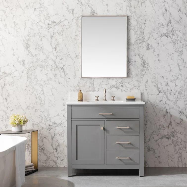 Atencio 36'' Single Bathroom Vanity with Engineered Stone Top