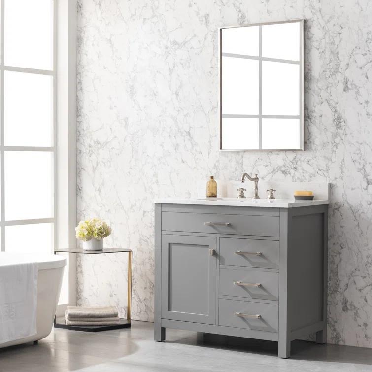 Atencio 36'' Single Bathroom Vanity with Engineered Stone Top