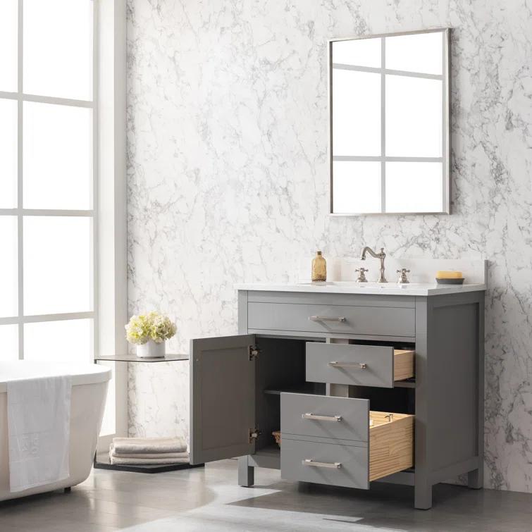 Atencio 36'' Single Bathroom Vanity with Engineered Stone Top