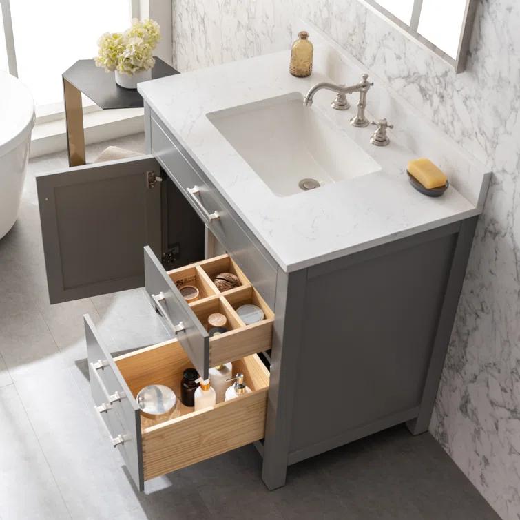 Atencio 36'' Single Bathroom Vanity with Engineered Stone Top