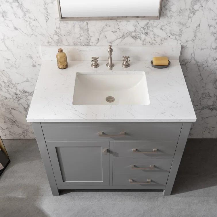 Atencio 36'' Single Bathroom Vanity with Engineered Stone Top