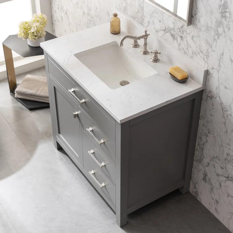 Atencio 36'' Single Bathroom Vanity with Engineered Stone Top