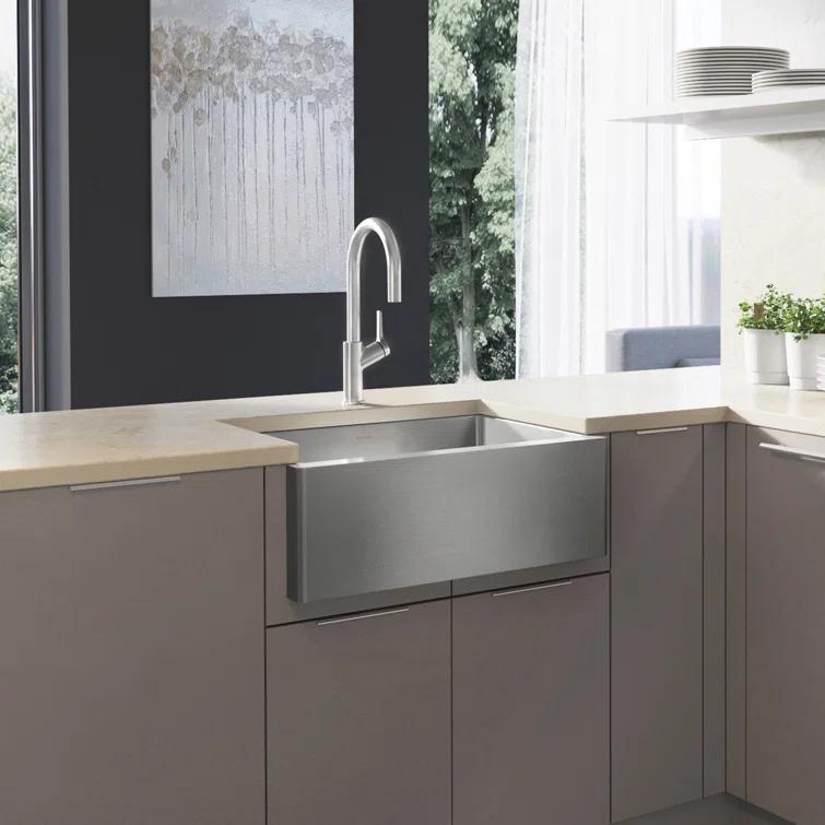 Quatrus 25" L x 19'' W Single Bowl Stainless Steel Farmhouse Sink