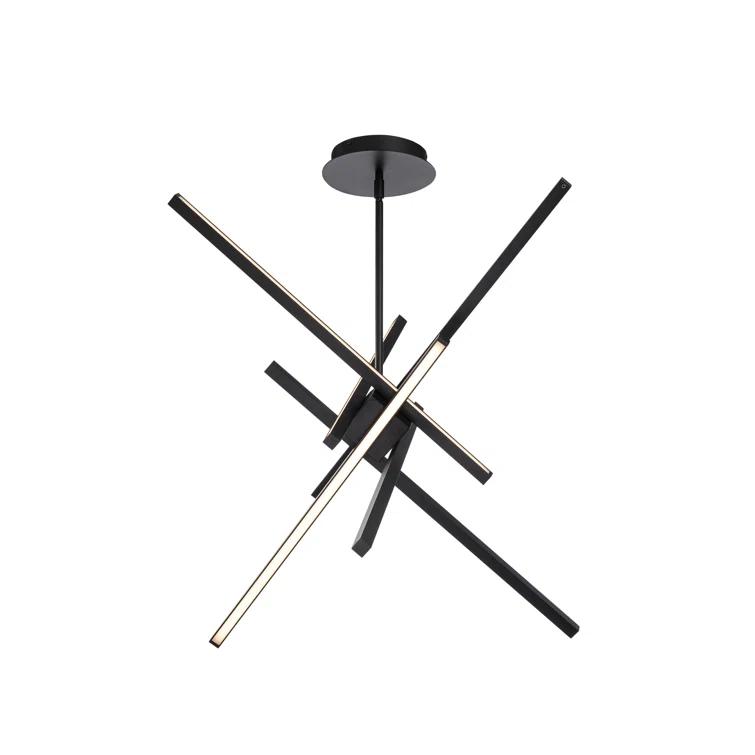 Parallax 29" Black Modern LED Pendant with White Shade