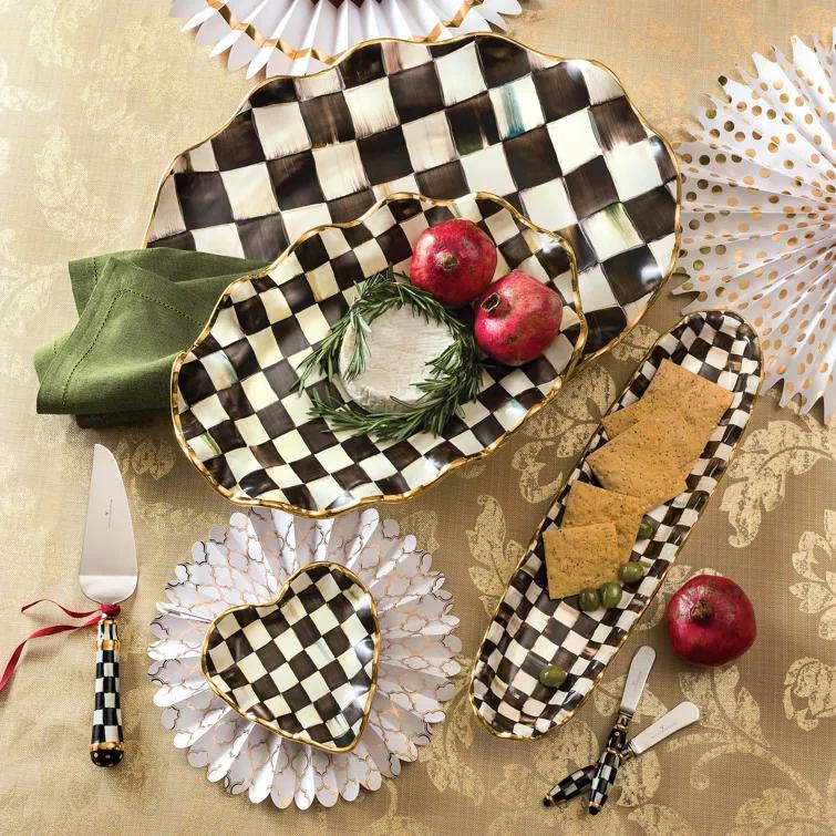 MacKenzie-Childs Courtly Check® Fluted Heart Plate