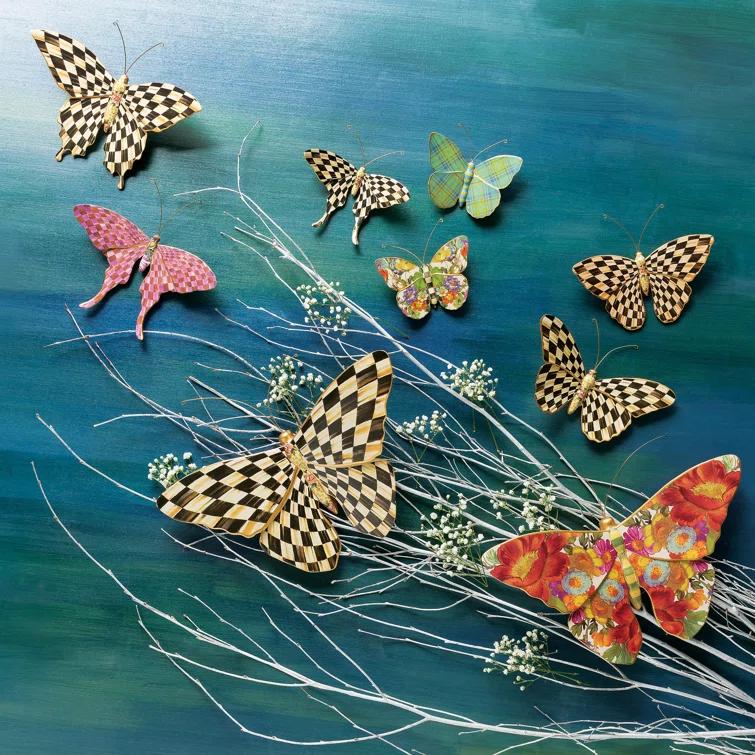 MacKenzie-Childs Courtly Check® Butterfly Duo Wall Decor 2 - Piece Set
