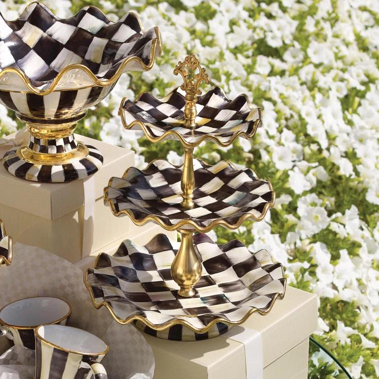 Courtly Check® Ceramic Three Tier Sweet Stand