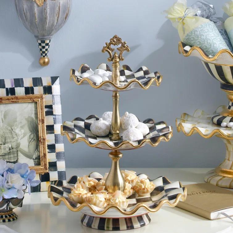 Courtly Check® Ceramic Three Tier Sweet Stand