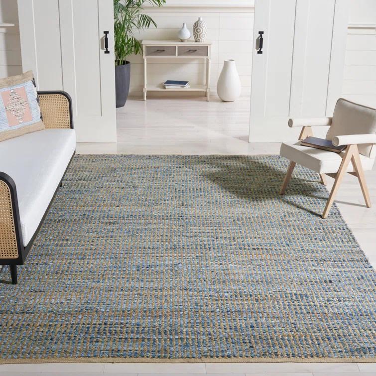 Parkman Hand Woven Jute/Denim/Cotton Rug in Natural/Blue