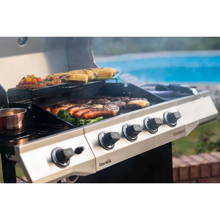Charbroil Performance Series 4-Burner Propane Gas Grill Cart with Side Burner