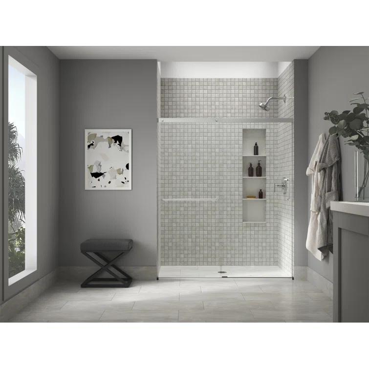 Elate Sliding Shower Door, 70-1/2-In H X 56-1/4 - 59-5/8-In W, With 1/4-In Thick Crystal Clear Glass