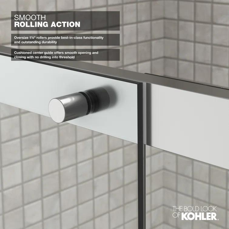 Elate Tall Sliding Shower Door, 75-1/2-In H X 56-1/4 - 59-5/8-In W, With Heavy 5/16-In Thick Crystal Clear Glass