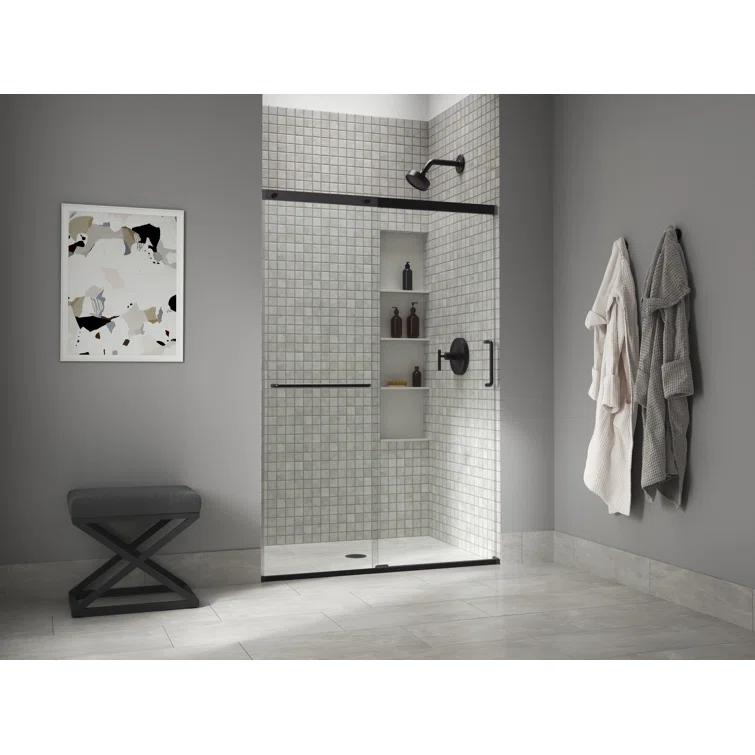 Elate Tall Sliding Shower Door, 75-1/2-In H X 44-1/4 - 47-5/8-In W, With Heavy 5/16-In Thick Crystal Clear Glass