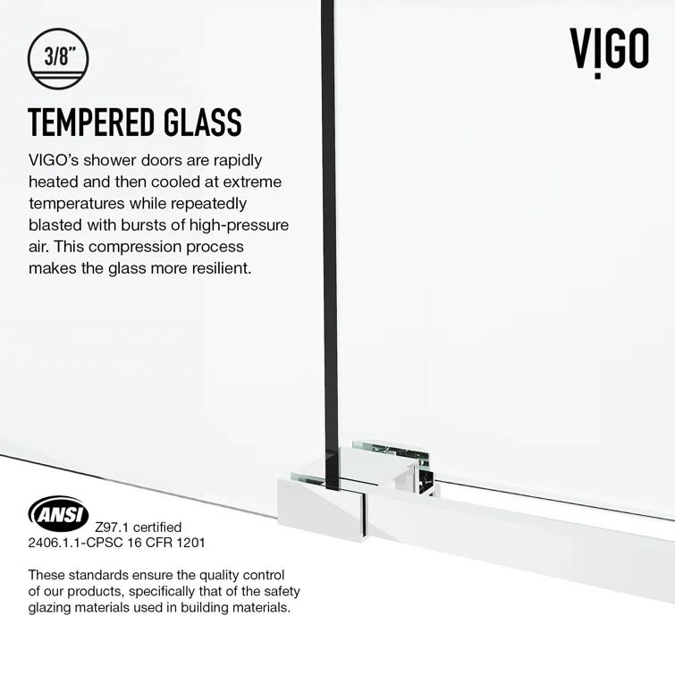 Cass 56-60" W x 66" H Sliding Frameless Tub Door with 3/8" Clear Glass