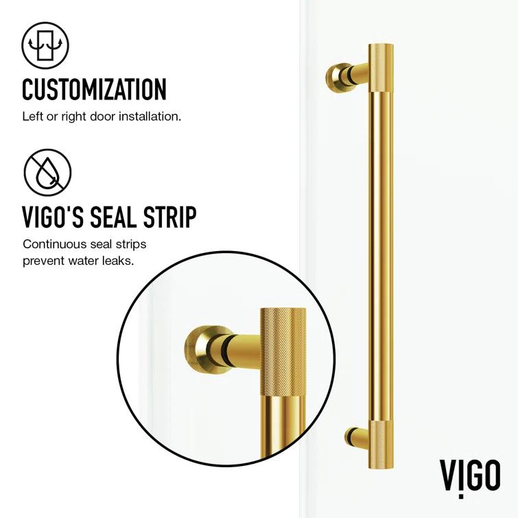 Cass 56-60" W x 66" H Sliding Frameless Tub Door with 3/8" Clear Glass