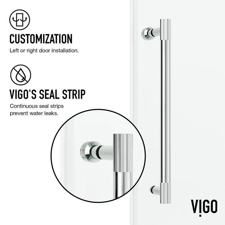 Cass 56-60" W x 66" H Sliding Frameless Tub Door with 3/8" Clear Glass