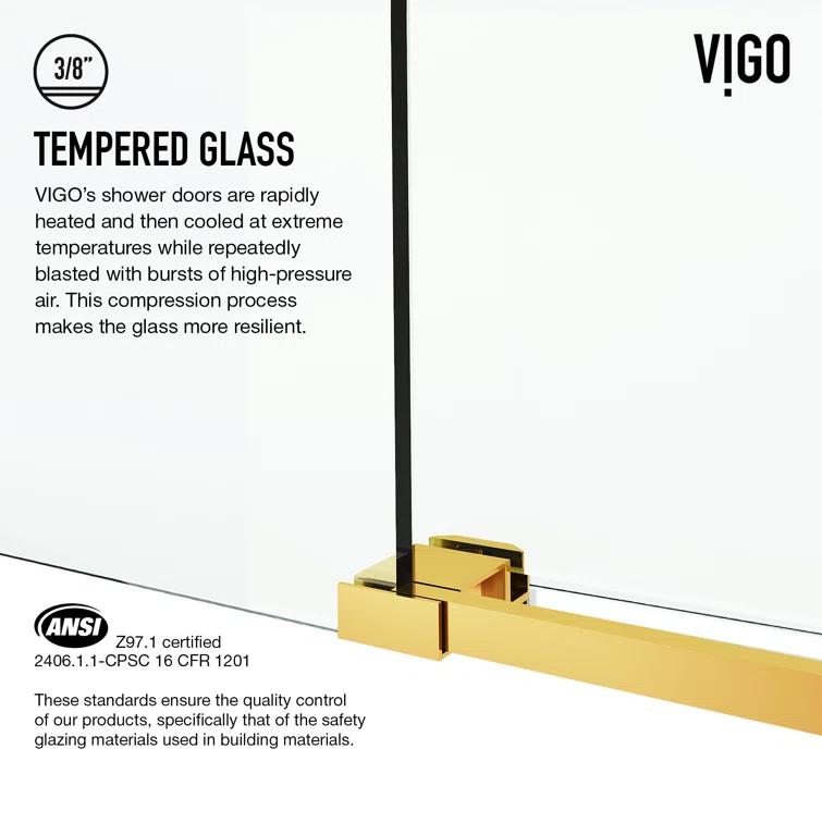 Cass 56-60" W x 66" H Sliding Frameless Tub Door with 3/8" Clear Glass