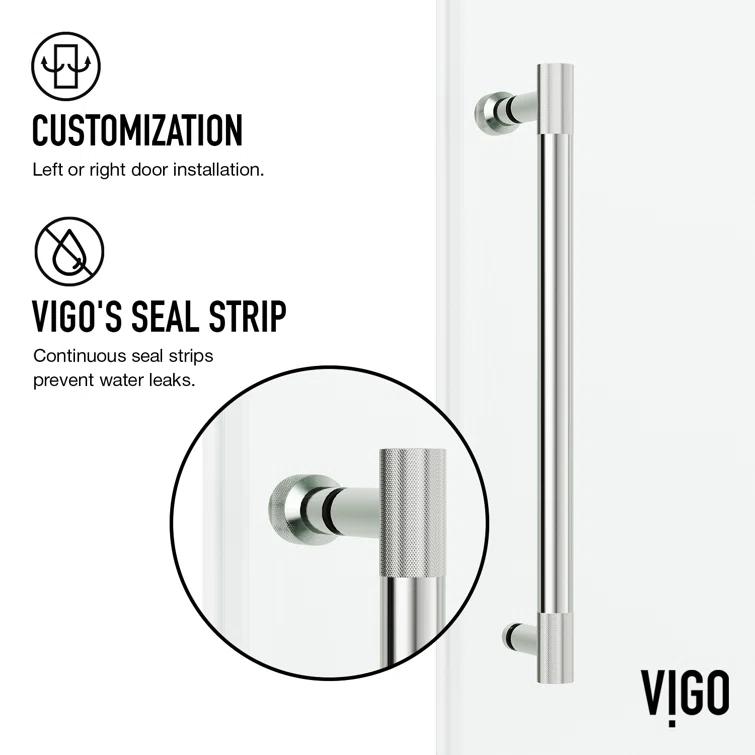 Cass 56-60" W x 66" H Sliding Frameless Tub Door with 3/8" Clear Glass
