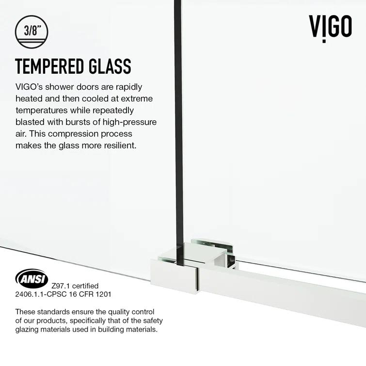 Cass 56-60" W x 66" H Sliding Frameless Tub Door with 3/8" Clear Glass