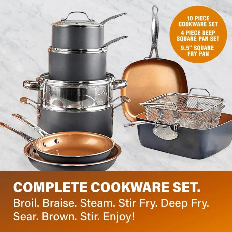 Gotham Steel 20 Piece Nonstick Cookware and Bakeware Set, Stay Cool Handles, Oven & Dishwasher Safe
