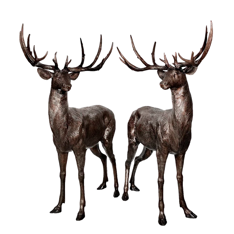 Metropolitan Galleries Bronze Buck and Doe 2 Piece Sculpture Set