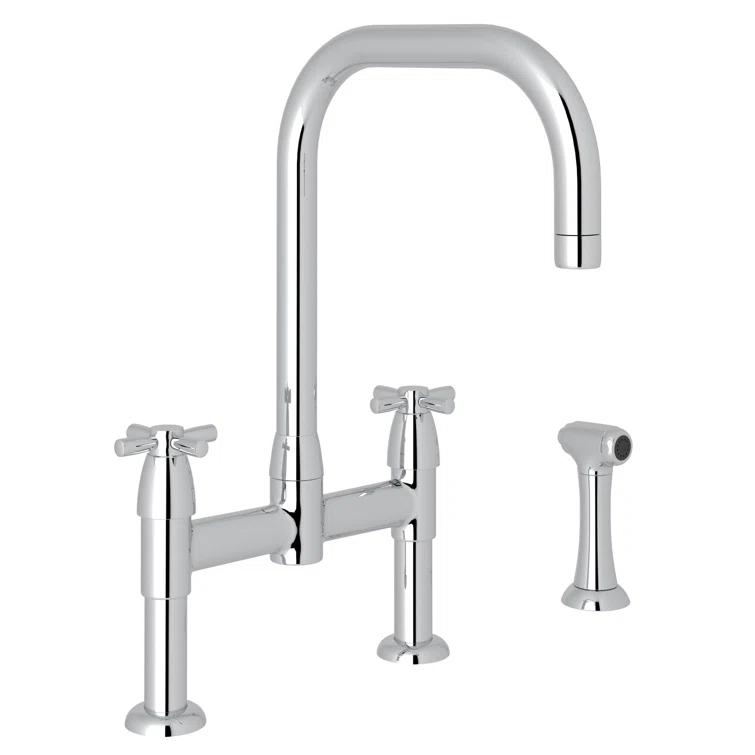 Perrin & Rowe U.4278X-APC-2 Holborn Bridge Kitchen Faucet With U-Spout and Side Spray