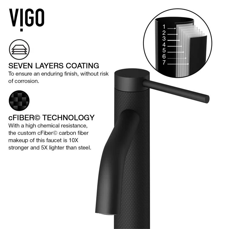 Lexington Single Handle Single-Hole Bathroom Vessel Faucet with Carbon Fiber