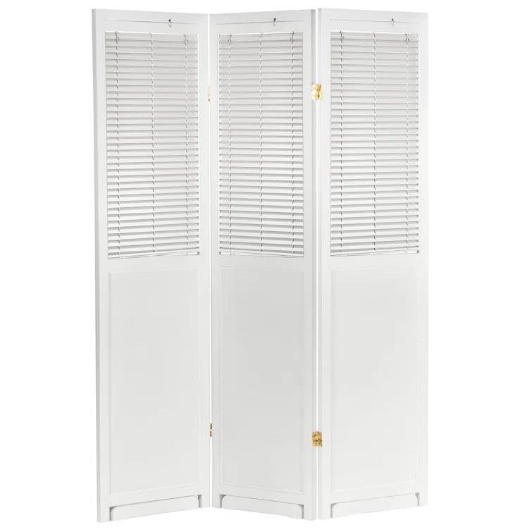 Oriental Furniture 6 ft. Tall Adjustable Shutter Room Divider White - 3 Panel