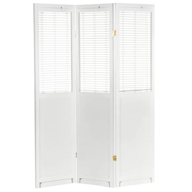 Oriental Furniture 6 ft. Tall Adjustable Shutter Room Divider White - 3 Panel