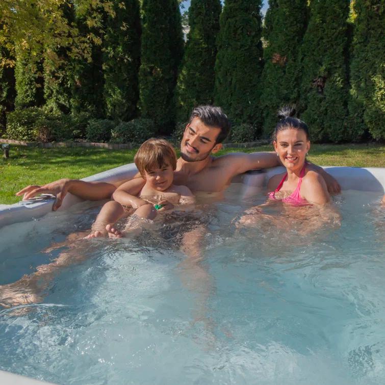 Buenospa New York 6 - Person 49 - Jet Acrylic Square Hot Tub with Ozonator and Cover in White