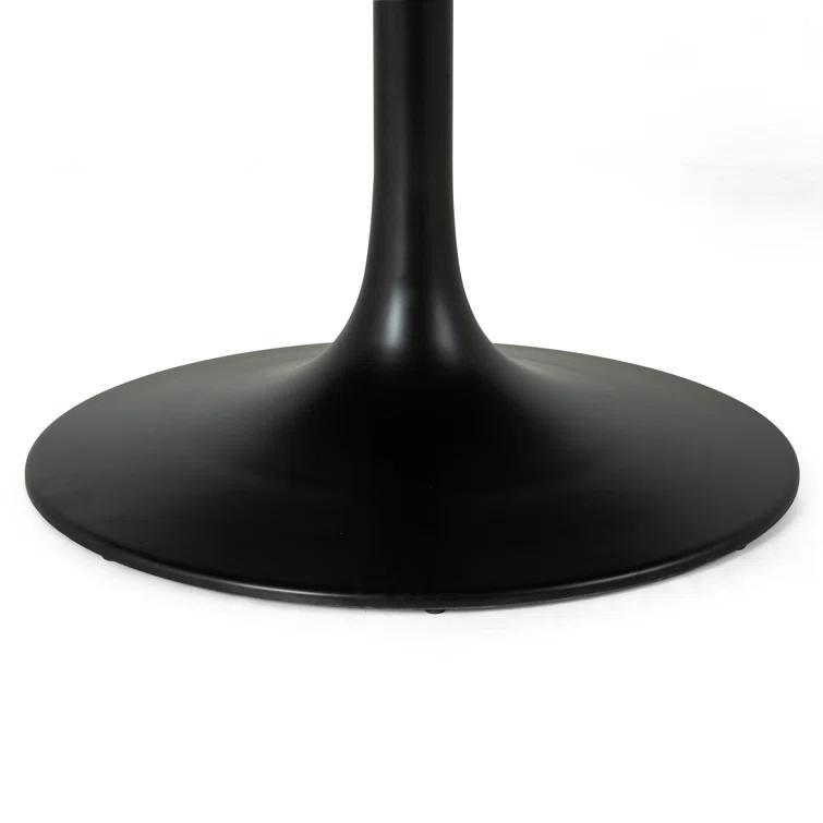 Powell 70.75" Reclaimed Wood & Marble Round Dining Table in Black/Brown