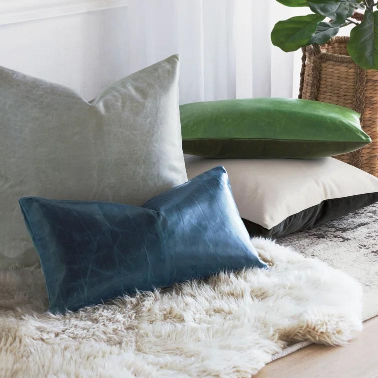 Tudor Rectangular Leather Pillow Cover & Insert