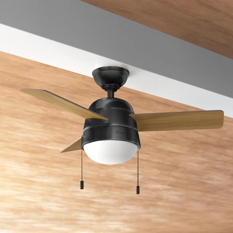 Aker 36" 3 - Blade Standard Ceiling Fan with Lights and Pull Chains