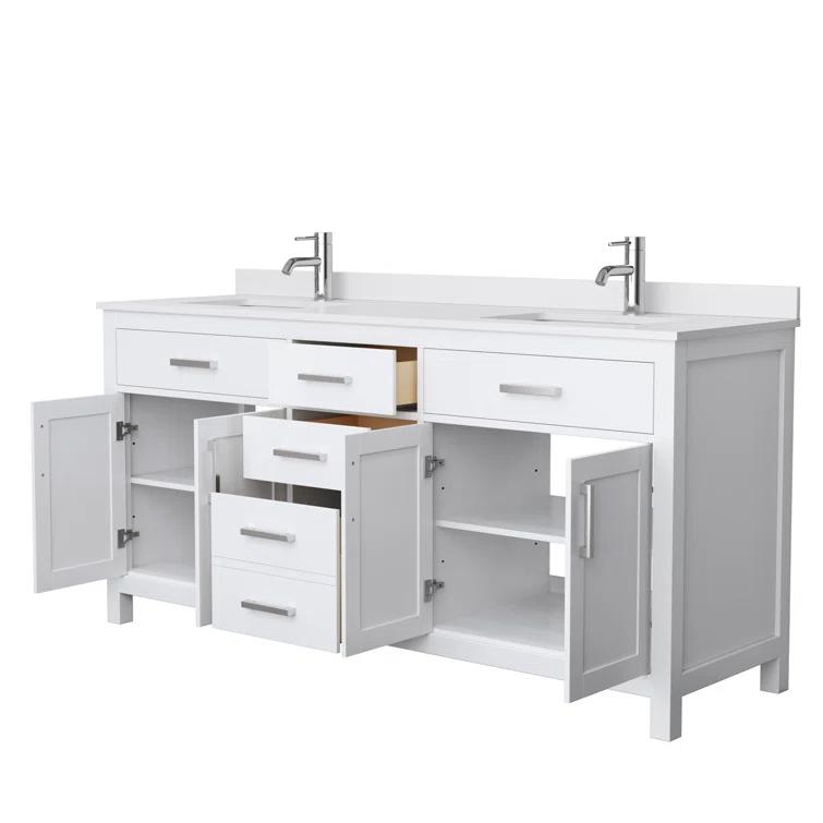 Beckett 72" Freestanding Double Bathroom Vanity with Cultured Marble Top