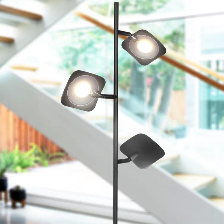 Brightech Tree Industrial LED 3-Way Dimming Floor Lamp with 3 Adjustable Spot Lights