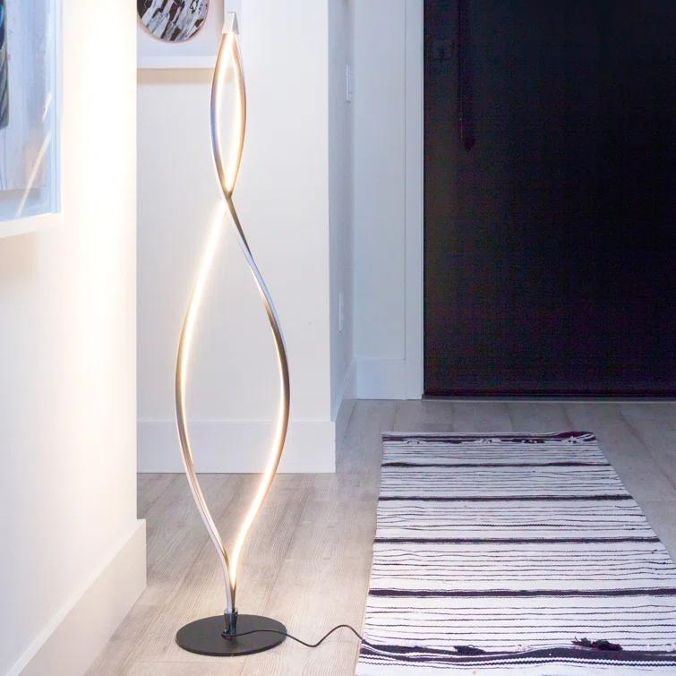 Brightech Twist 43 in. Industrial 2-Light LED Energy Efficient Floor Lamp with Built-In 3-Way Dimmer