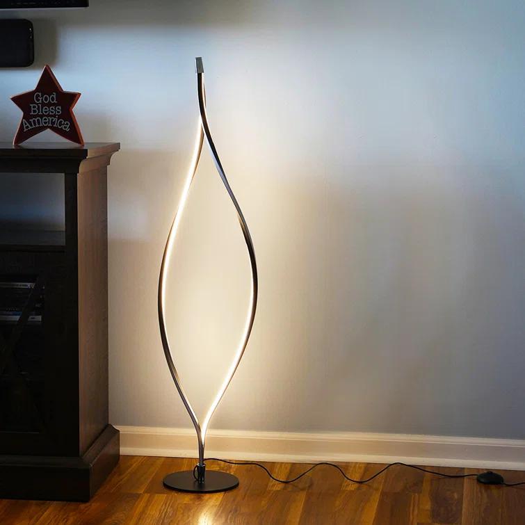 Brightech Twist 43 in. Industrial 2-Light LED Energy Efficient Floor Lamp with Built-In 3-Way Dimmer