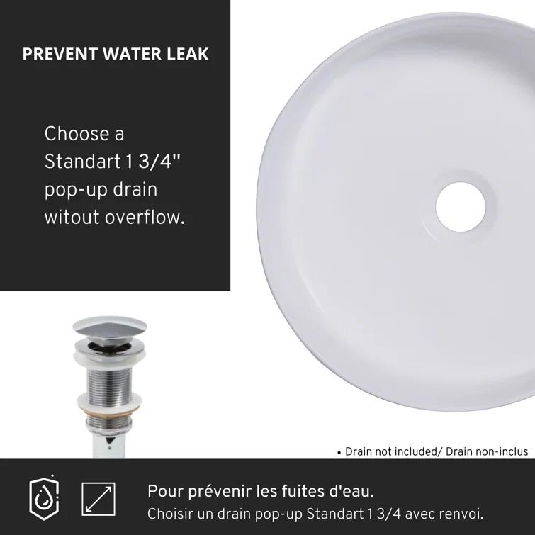 14 X 14 In. Round Ceramic Vessel Bathroom Vessel Sink