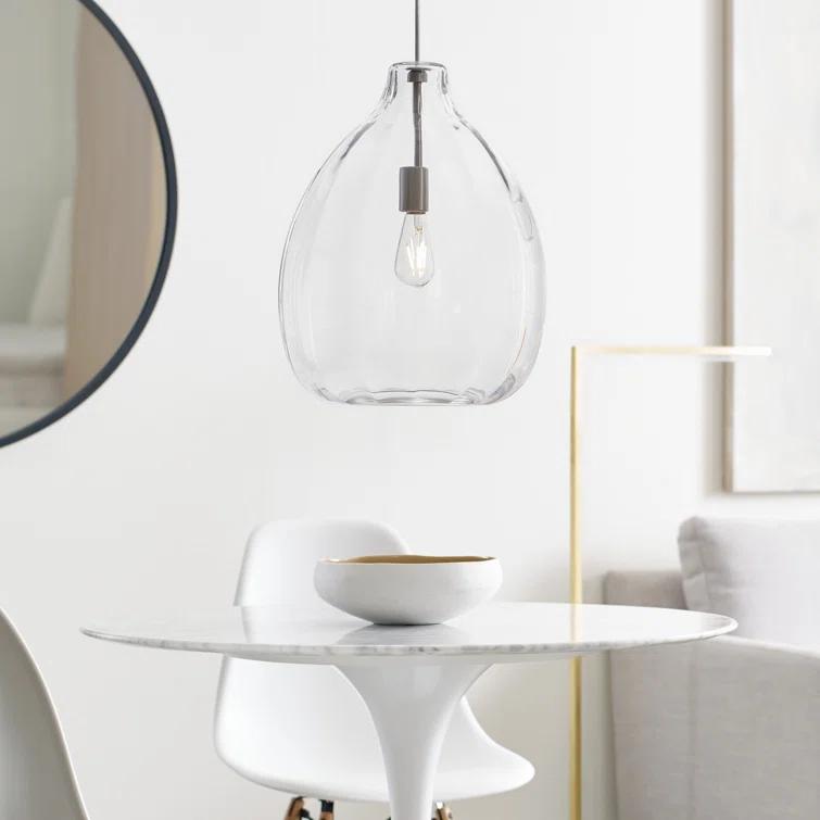 Harper Large Smoke Glass LED Pendant with Satin Nickel Finish