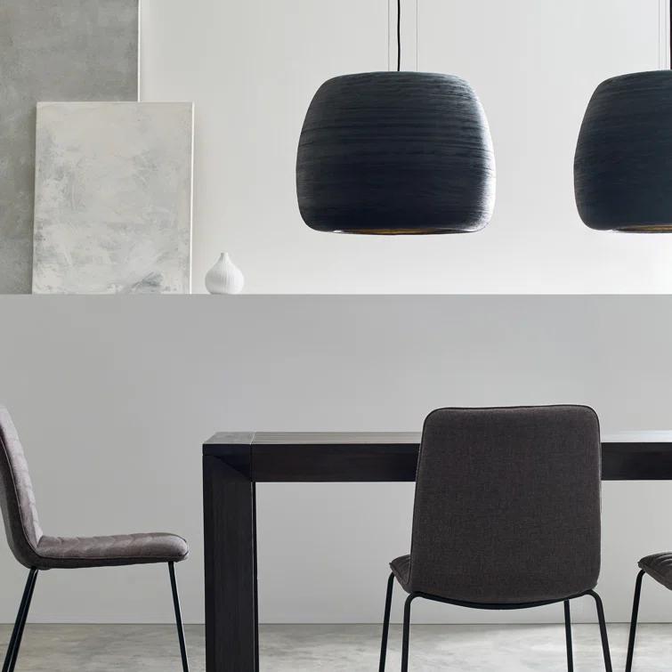 Elegant Black Ceramic Drum Pendant Light with Adjustable Cord
