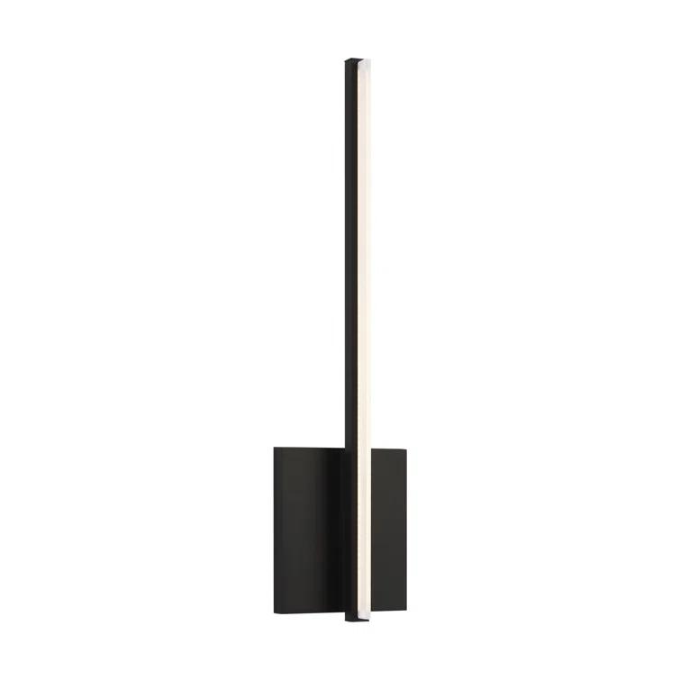 Slim Vertical Matte Black LED Wall Sconce with Acrylic Shade