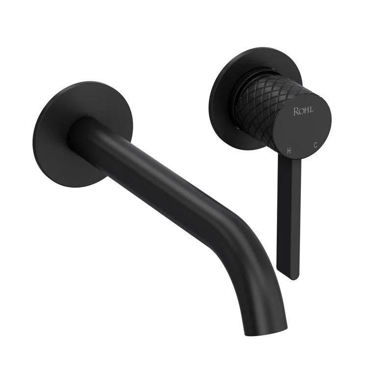 Matte Black Wall Mounted Brass Bathroom Faucet